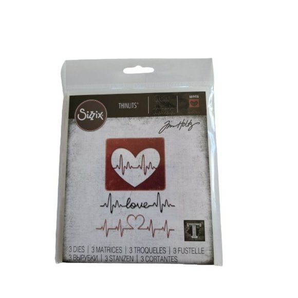 Sizzix Thinlits Die Set 3 Pack Heartbeat by Tim Holtz - Picture 1 of 3